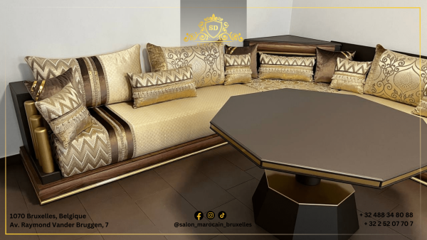 Salon marocain moderne n3 (jaune marron)