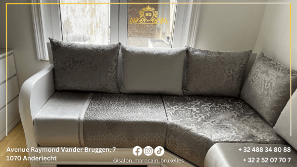 salon marocain moderne n10 (Simple Blanc) - Image 4