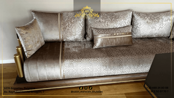 Salon marocain moderne n7 (gris clair)