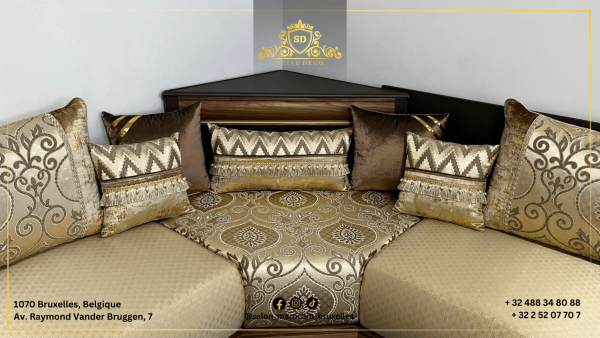 Salon marocain moderne n3 (jaune marron) - Image 2