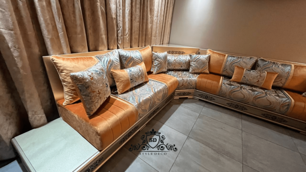 Salon marocain moderne n11 (Patina Cobra Verdy) - Image 6