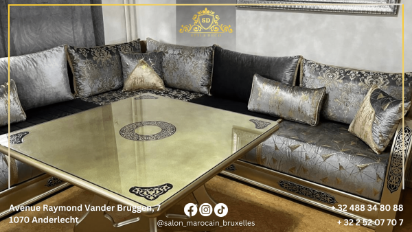 Salon marocain moderne n11 Capitonné (Canapé Sadari) - Image 3