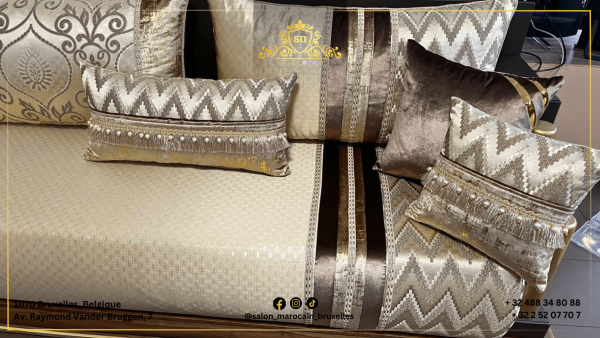 Salon marocain moderne n3 (jaune marron) - Image 3