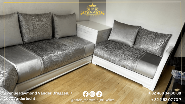 salon marocain moderne n10 (Simple Blanc)