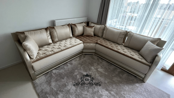 Salon marocain moderne n14 ( Fès blanc champagne)