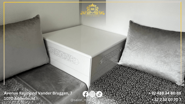 salon marocain moderne n10 (Simple Blanc) - Image 3